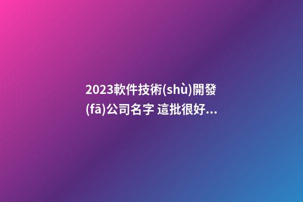 2023軟件技術(shù)開發(fā)公司名字 這批很好看-第1張-公司起名-玄機派